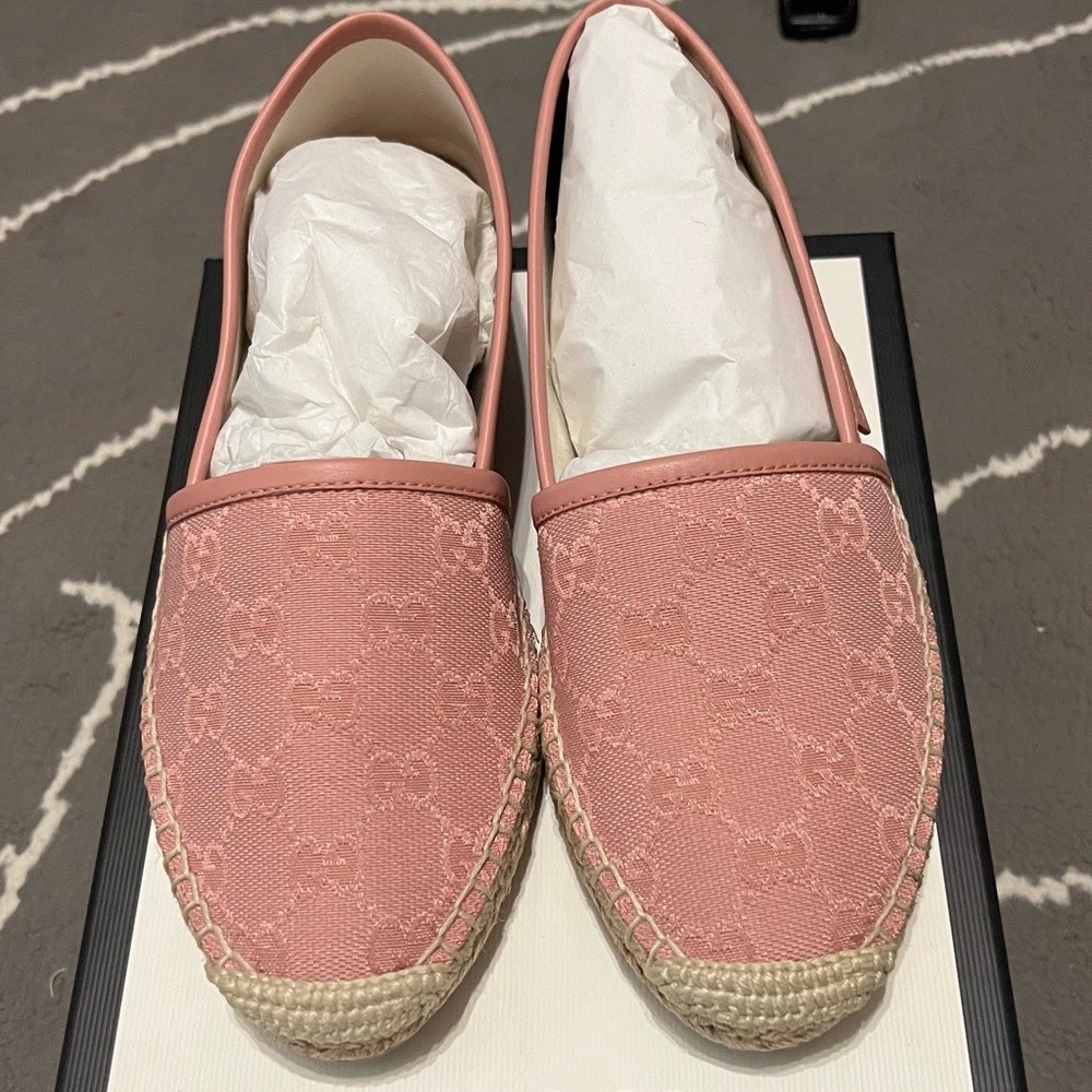 New Gucci Pink GG Espadrilles